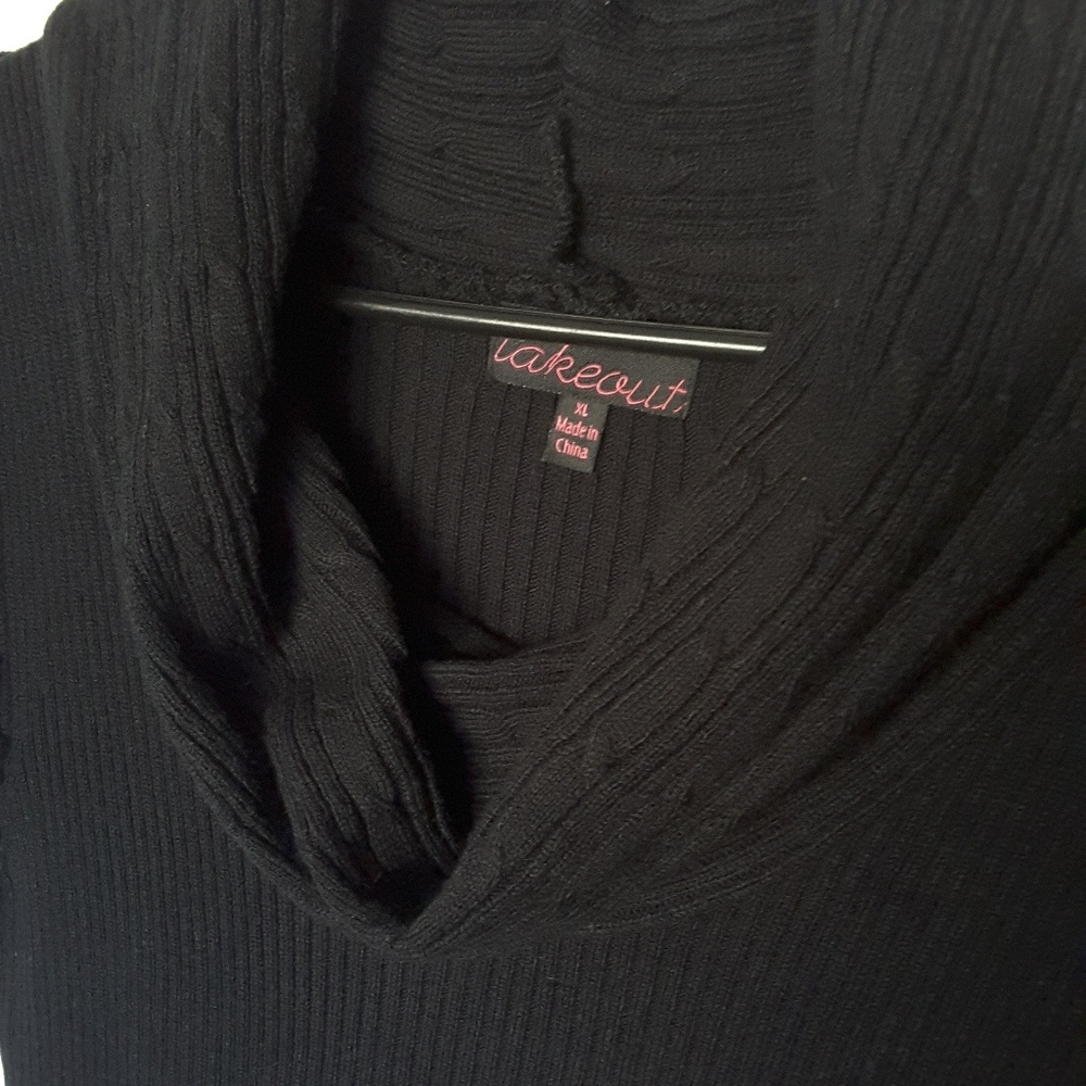 Black Sweater Dress w/ Ruched Sleeves - Picture 6 of 9